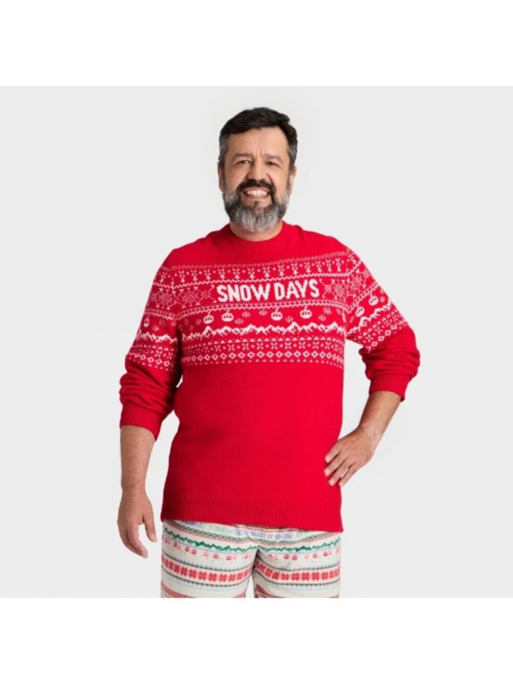 Wondershop Sweater Mens Medium Red Fair Isle Crew Neck Pullover Knit Holiday